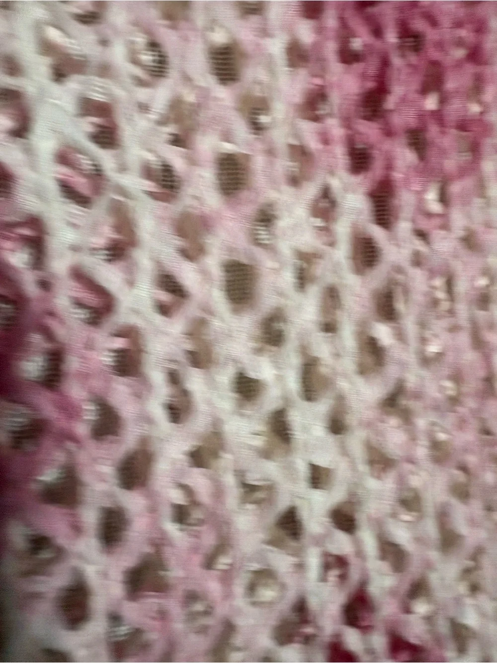 Pink & White Variegated Open Stitch Crochet Knit Short Sleeve Tunic Top
